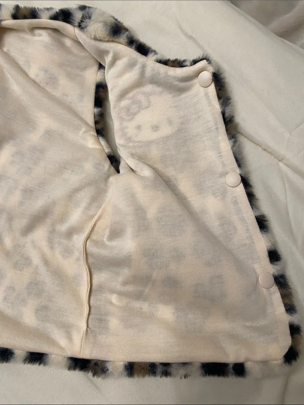 Hello Kitty Faux Fur Leopard Vest - Black, Tan, Cream